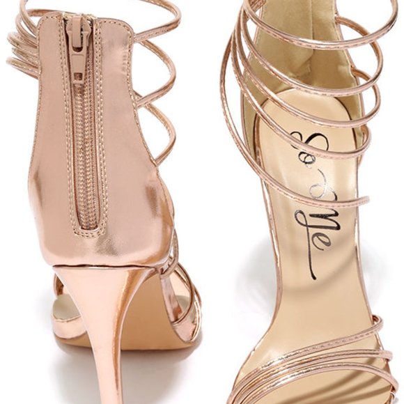 rose gold high sandals